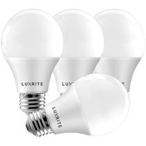 Lâmpada LED LUXRITE A19 9W 800lm 3500K regulável E26, pacote com 4