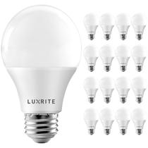 Lâmpada LED LUXRITE A19 9W 800lm 5000K E26 regulável, pacote com 16