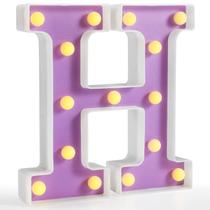 Lâmpada LED Marquee Letter Pooqla Purple H com bateria de 22 cm Lâmpada LED Marquee Letter Pooqla Purple H com bateria de 22 cm