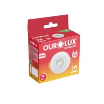 Lâmpada Led Mini Spot Branco Redonda 3W Luz Branca 6400K - Ourolux