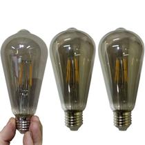 Lampada Led Multi Filamento 30W Fume Luz Kit 3 Uni Iluminaçao Casa Quarto Sala Garagem Branco Quente Decoraçao Vintage