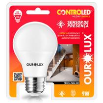 Lâmpada LED Ourolux Inteligente Controled Sensor de Presença 9W e27 6500K Luz Branca Fria