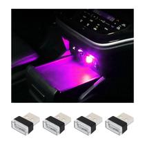 Lâmpada LED para ambiente de interior de carro Augeny USB Purple 4PCS