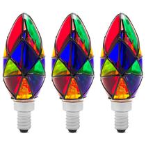 Lâmpada LED para festas noturnas em vitral Tiffany, pacote com 3 unidades de 2 W Lâmpada LED para festas noturnas em vitral Tiffany, pacote com 3 unidades de 2 W
