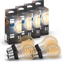 Lâmpada LED Philips Hue Smart 40W A19 Filament 550LM, pacote com 4 Lâmpada LED Philips Hue Smart 40W A19 Filament 550LM, pacote com 4