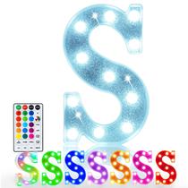 Lâmpada LED Pooqla Letra S, alimentada por bateria, 18 cores RGB