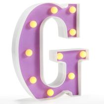 Lâmpada LED Pooqla Marquee Letter G Roxa 22cm