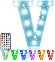 Lâmpada LED Pooqla Marquee Letter V com bateria de 18 cores Lâmpada LED Pooqla Marquee Letter V com bateria de 18 cores