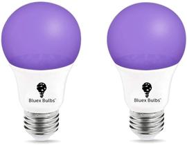 Lâmpada LED preta Bluex Bulbs 9W A19 E26 385-400nm, pacote com 2 Lâmpada LED preta Bluex Bulbs 9W A19 E26 385-400nm, pacote com 2