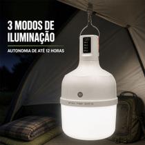 Lâmpada LED Recarregável 38W Bateria 4000mAh Indicador de Carga Gancho para Pendurar Recarga USB Lâmpada LED Recarregável 38W Bateria 4000mAh Indicador de Carga Gancho para Pendurar Recarga USB