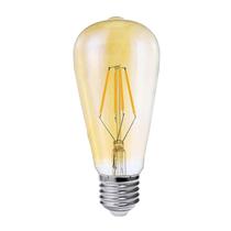 Lampada led retro filamento st64 pera 4w 2200k ambar biv e27 galaxy