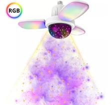 Lampada Led Rgb C/ Projetor 360o Estrela E Caixa De Som