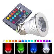 Lampada LED RGB Colorida 16 Cores Com Controle Remoto 3W P Lampada LED RGB Colorida 16 Cores Com Controle Remoto 3W P