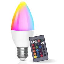 Lâmpada LED RGB Colorida 4w Com Controle Remoto Bivolt