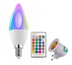 Lâmpada LED RGB Colorida 4w Controle Remoto Bivolt Com Adaptador de Tomada - Luatek