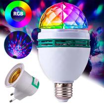 Lâmpada Led RGB Giratória 3w Luz Festa Globo Adaptador E27 Bivolt Dj 611