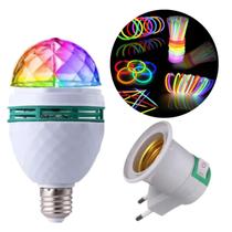 Lâmpada LED RGB Giratória Colorida e 10 Pulseiras que Brilham