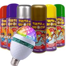 Lâmpada Led RGB Giratória Com Tinta Spray Cabelo Temporária