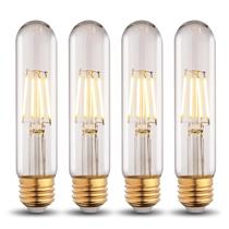 Lâmpada LED runquiz T10 Tubular 6W 2700K regulável E26, pacote com 4 Lâmpada LED runquiz T10 Tubular 6W 2700K regulável E26, pacote com 4