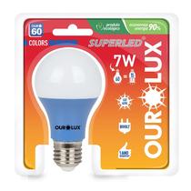 Lâmpada LED S60 Bulbo 7 Watts Bivolt Azul - OUROLUX