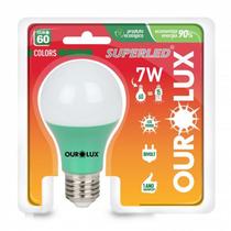 Lampada LED S60 Bulbo 7 watts bivolt Verde OUROLUX