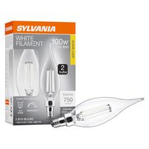 Lâmpada LED Sylvania B10 Clear 7W 750lm 2700K Candelabra, pacote com 2 Lâmpada LED Sylvania B10 Clear 7W 750lm 2700K Candelabra, pacote com 2