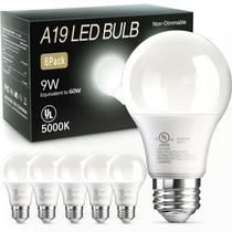 Lâmpada LED TJOY A19 9W 800LM 5000K E26 120V, pacote com 6 Lâmpada LED TJOY A19 9W 800LM 5000K E26 120V, pacote com 6
