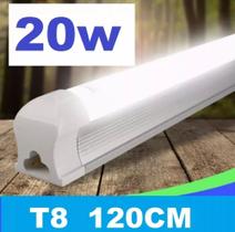 Lampada Led Tubular T8 20w 120cm Bivolt 110v-220v C/calha Completa Luz Frio