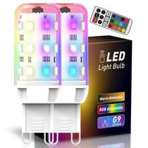 Lâmpada LED Umleeddlt G9 2,5 W, equivalente a 25 W, RGB+CCT, pacote com 2 Lâmpada LED Umleeddlt G9 2,5 W, equivalente a 25 W, RGB+CCT, pacote com 2