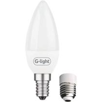 Lâmpada Led Vela 4w Bivolt E-14 3000k Leitosa com Adap. E-27 - G-light