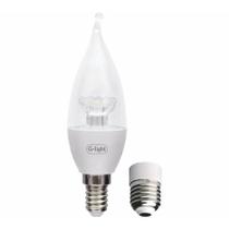 Lâmpada Led Vela 4w Bivolt E-14 6500k com Adap. E-27 Bico Torto - G-light Lâmpada Led Vela 4w Bivolt E-14 6500k com Adap. E-27 Bico Torto - G-light