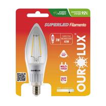 Lampada LED Vela Filamento Clara Bocal E14 3 watts Bivolt 6000K Branco Neutro OUROLUX Lampada LED Vela Filamento Clara Bocal E14 3 watts Bivolt 6000K Branco Neutro OUROLUX