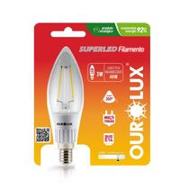 Lampada LED Vela Filamento Fosca Bocal E14 3 watts Bivolt 2700K Branco Morno OUROLUX Lampada LED Vela Filamento Fosca Bocal E14 3 watts Bivolt 2700K Branco Morno OUROLUX