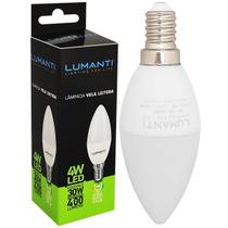 Lâmpada Led Vela Lisa Leitosa 4W 220V E14 Branco Frio