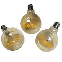 Lampada Led Vintage Love Dream Home Mensagem 4w Kit 3 Und Branco Quente Casa Decoraçao Enfeite Lampada Led Vintage Love Dream Home Mensagem 4w Kit 3 Und Branco Quente Casa Decoraçao Enfeite