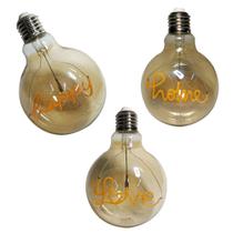 Lampada Led Vintage Love Happy Home Mensagem 4w Branco Quente Casa Decoraçao Enfeite