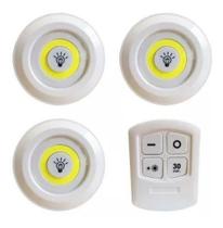 Lâmpada Luminária Led kit 3 Spot luz fria Controle Remoto