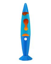Lâmpada Magma Vanful Orange Liquid Motion 40cm com base azul