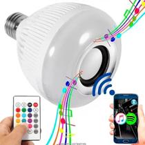 Lâmpada Musical Caixa Som 12w Bluetooth Luz Led RGB com Cont