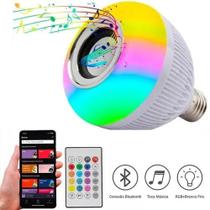 Lampada Musical Caixa Som E Bluetooth Led Rgb Com Controle - Single