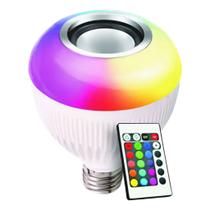 lâmpada musical colorida de led economica bluetooth festa resenha banheiro quarto decoração com controle remoto