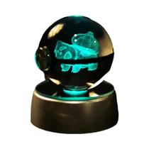 Lâmpada Noturna Em Cristal 3D Pikachu Mewtwo Mew Gengar Pokémon Com Base Pokeball Presente De