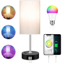 Lâmpada Peteme Smart RGB Candeeiro de mesa LED com 2 portas USB