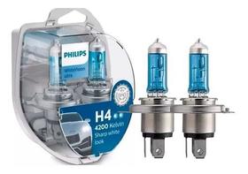Lâmpada Philips Crystal Vision Ultra H4 Super Branca+pingos