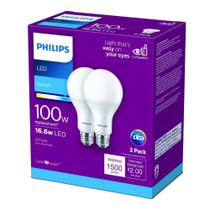 Lâmpada PHILIPS LED Frosted Dimmable A19 16W (pacote com 2)