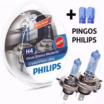 Lâmpada Philips Super Branca Crystal Vision Ultra H4 4300K 60/55W Efeito Xênon 12V
