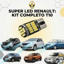 Lampada Pingão Led T10 Branco Renault Sandero Logan Duster Clio Kwid Mega Luz Placa Interna Lanterna
