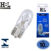 Lâmpada Pingão T10 12V 5W HBL Esmagada Kit Com 10 unidades Lâmpada Pingão T10 12V 5W HBL Esmagada Kit Com 10 unidades