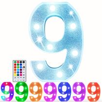 Lâmpada Pooqla Colorful Marquee Number 9 LED com controle remoto Lâmpada Pooqla Colorful Marquee Number 9 LED com controle remoto