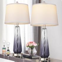 Lâmpada QiMH Glass Table 27,5 polegadas, portas USB cinza, controle de toque Lâmpada QiMH Glass Table 27,5 polegadas, portas USB cinza, controle de toque